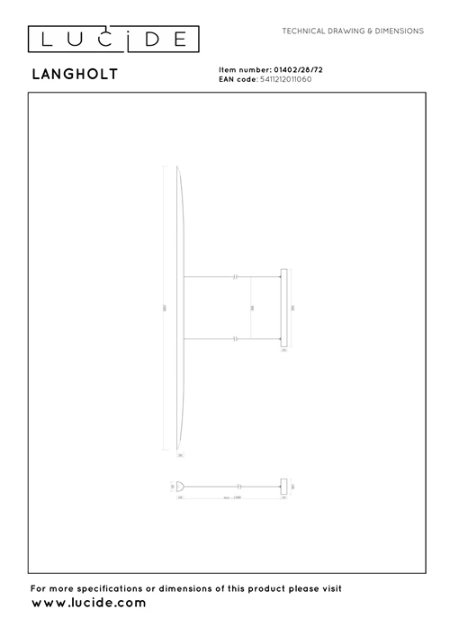 Lucide LANGHOLT - Pendant light - LED - CCT - 1x28W 2200K/4000K - Light wood | Vibes - technical
